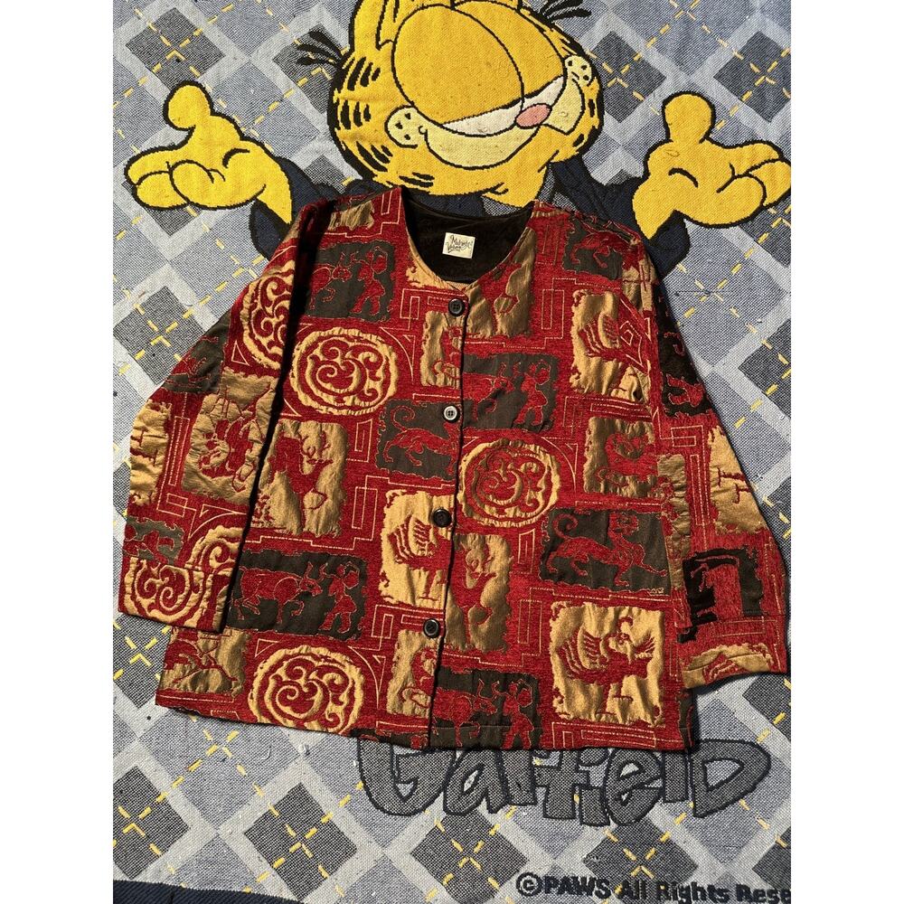 Vintage Japanese Fancy Dress Over Coat Full Print Jacket